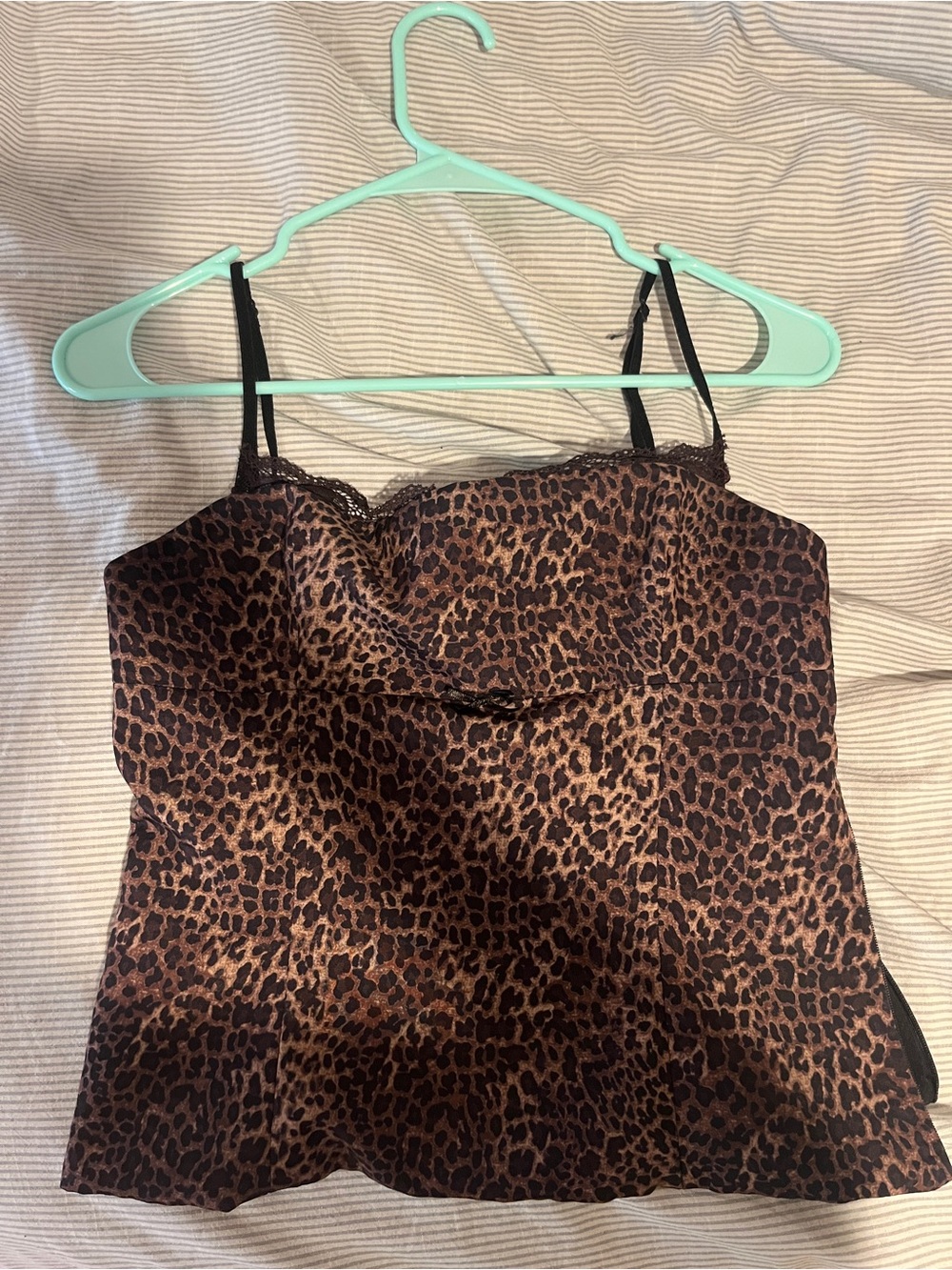 Zara Leopard Print Satin Cami Top - Brown